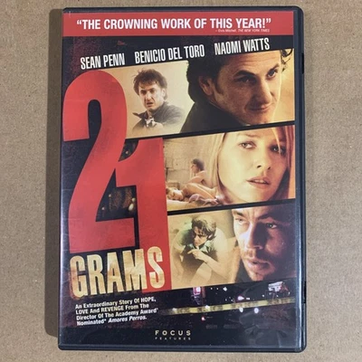 21 Grams (DVD, 2004) Benicio Del Toro Sean Penn Naomi Watts Crime Thriller Movie - Image 1 of 4