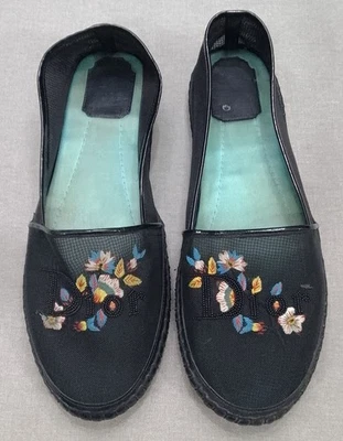 Alpargata Christian Dior Bordada Floral Negra Talla UE 40 Foto 1 de 4