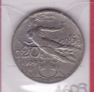 A609: Moneta Coin Vittorio Emanuele III - 20 Centesimi 1909 Libertà - Picture 1 of 1