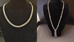 2 Vintage 1940' / 50's Rhinestone Necklaces in Silver Tone - Picture 1 of 6