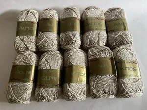10 Skeins Tivoli Santos Deluxe Aran Yarn 520 Brown White 100% Cotton Vintage - Picture 1 of 3