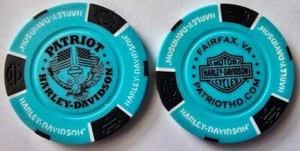 PATRIOT HARLEY-DAVIDSON Fairfax VA Signature Light Blue/Black Poker Chip - Picture 1 of 3