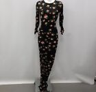 Preen Ruched Floral Maxi Dress Womens Uk M 12 Black Thornton Bregazzi Rmf01-Sjt