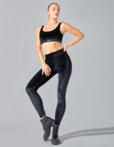 Leggings ROSA VICTORIA’S SECRET ULTIMATE velluto metallizzato nero peltro MED - Foto 1 di 7