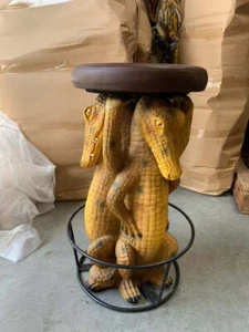 Crocodile Barstool Over Sized Resin Statue Reptile Furniture Theme Decor Prop - Picture 1 of 3