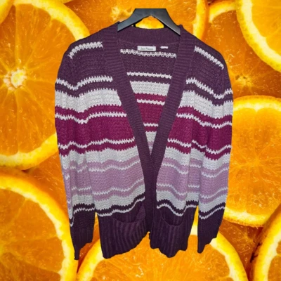 Cárdigan Jason Maxwell Rosa/Púrpura/Blanco con Bolsillos Talla XL Foto 1 de 4