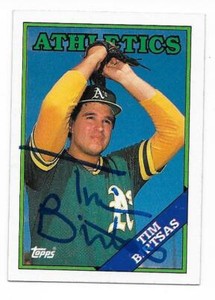 TIM BIRTSAS 1988 TOPPS AUTOGRAPHED SIGNED # 501 A'S