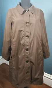 Lands End Trench Coat Womens Large Petite 14/16 Brown with Lightweight Liner - Picture 1 of 7