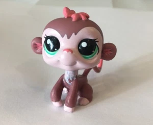 Mono niña rosa marrón Littlest Pet Shop con ojos verdes 100% auténtico #2469 - Imagen 1 de 2