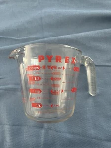Vintage PYREX J Handle Two Cup 16 Oz. 1 Pint Measuring Cup Made In USA Corning - Picture 1 of 4