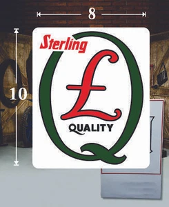 10" X 8" STERLING QUAKER MOTOR OIL GAS VINYL DECAL LUBESTER PUMP CAN LUBSTER - Picture 1 of 1