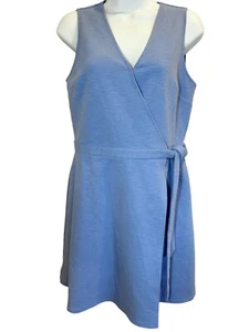 J by J CREW Wrap Ponte Dress Size SMALL Blue V Neck Sleeveless Cotton Career - Bild 1 von 9