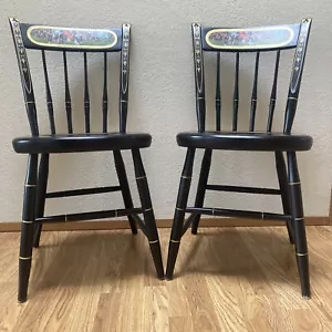 NICHOLS & STONE BICENTENNIAL LIBERTY EDITION BLACK CHAIRS 1970s vintage Pair A - Picture 1 of 21