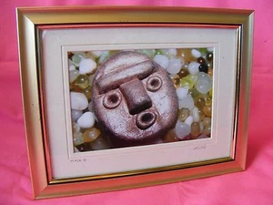 Signierter gerahmter Druck "Maske 5" Miniatur Handarbeit Gesicht im Stillleben signiert (weiß) - Bild 1 von 4