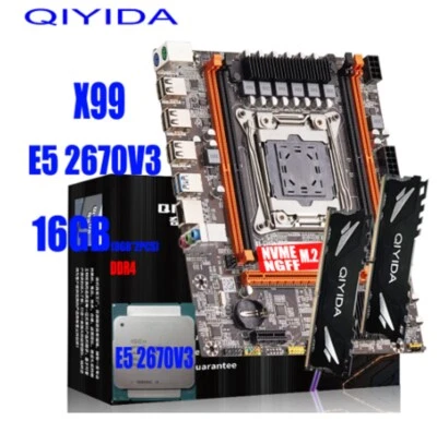 QIYIDA X99 Motherboard Set LGA 2011-3 Kit With IntelXeon E5 2670 V3 CPU 16GB RAM - Image 1 of 4