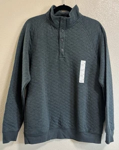 NEW Goodfellow & Co Men’s Size Medium Green Quilted 1/4 Snap Pullover Sweatshirt - Picture 1 of 9