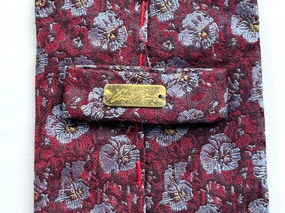 TINO COSMA Silk Tie Burgundy And Mauve Floral Pattern - Image 1 of 3