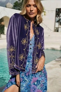 Nine Lives Bazaar Hendrix Velvet Jacket Womens AU12 US8 Purple Boho Festival - Picture 1 of 13