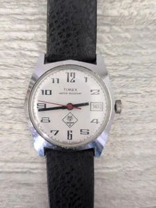 Vintage Timex Sprite Cub Scouts Logo White Date Dial Herrenuhr 30mm läuft - Bild 1 von 5