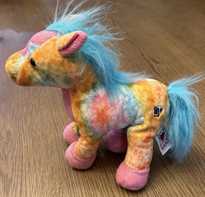 Webkinz Ganz Tie Dyed Pony Plush Orange Pink Blue Toy HM677 No Code 2012 - Image 1 of 4