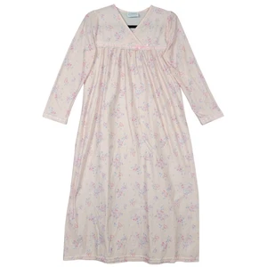LANZ OF SALZBURG 91511 Pink Floral Flannel Nightgown Yoke Bow SIZE LARGE 12-14 - Picture 1 of 12
