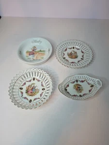Vintage Germany Small Reticulated Decorative plate With Victorian Couple A6  - Picture 1 of 10