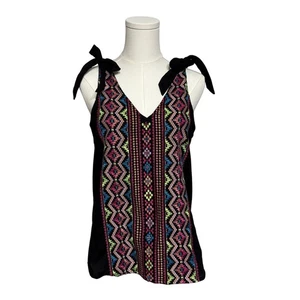 Savanna Jane The Bella Horatio Ribbon Tie Linen Tank Boho Chic Embroidered Sz S - Picture 1 of 5