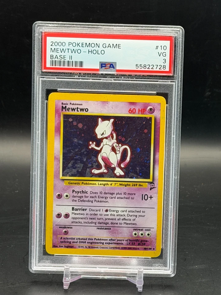 PSA 3 VG Mewtwo Base Set 2 Holo Rare Pokemon 10/130 - Image 1 of 2