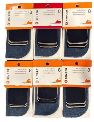 6X Singer Iron-On Patches Combo 8 Each Twill Denim - Image 1 of 4