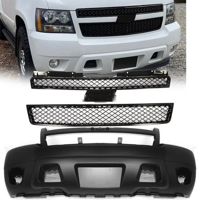 Primed Bumper Cover & Black Grilles 3PCS For 2007-2014 ChevyTahoe Suburban 1500 Foto 1 de 4