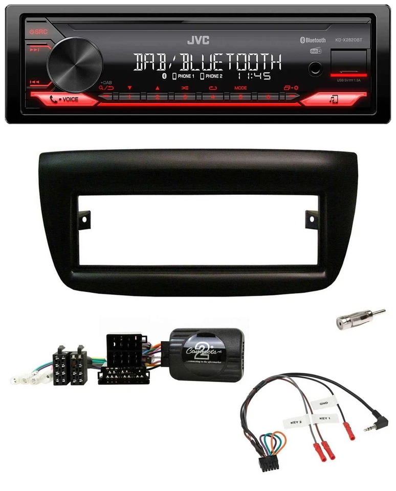 JVC Bluetooth USB DAB Lenkrad Autoradio für Fiat Doblo 2012-2015 schwarz - Bild 1 von 4