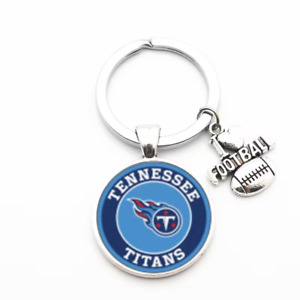 Tennessee Titans Pendant with I Love Football Charm Acrylic/Metal Key Chain