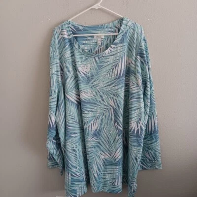 Denim & Co. Pullover cuello redondo tejido mezcla suave estampado activo - talla 5X a677797 Foto 1 de 2