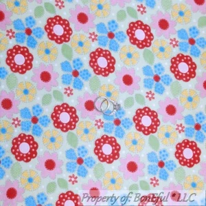 BonEful Fabric FQ Cotton Flannel Green Red White Pink Blue Flower Polka Dot Baby - Picture 1 of 8