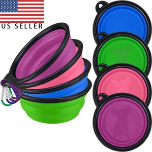 4 Portable Travel Collapsible Foldable Pet Dog Bowl For Food & Water Bowls Dish - Picture 1 of 35