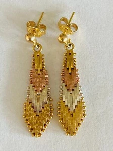 925 Italy yellow gold rose gold vermeil dangle Earrings - Picture 1 of 5