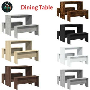 3 Pieces Dining Table and Bench Set Dinner Table Set Unit Engineered Wood vidaXL - Picture 1 of 43
