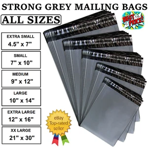 STRONG GREY PLASTIC MAILING BAGS POLY POSTAGE POST POSTAL SELF SEAL - ALL SIZES - Picture 1 of 4