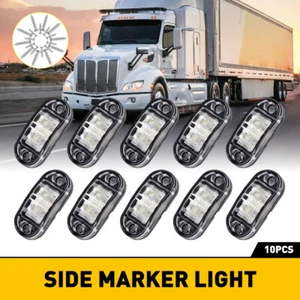 10x White LED Oval Side Marker Lights Truck Trailer Clearance Waterproof EUO - Picture 1 of 9
