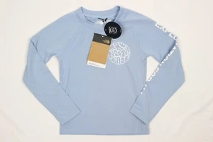 The North Face Girls Amphibious Long Sleeve Sun Tee Steel Blue Graphic - Picture 1 of 4