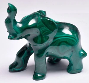MALACHITE POLISHED ELEPHANT CARVING P877 - Bild 1 von 5