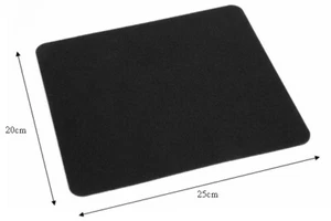 BLACK MOUSE PAD MAT 25cm X 22cm 5mm PLAIN FABRIC FOAM PC DESKTOP COMPUTER LAPTOP - Afbeelding 1 van 5