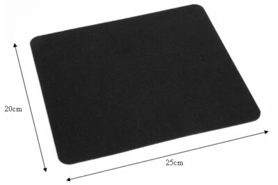 BLACK MOUSE PAD MAT 25cm X 22cm 5mm PLAIN FABRIC FOAM PC DESKTOP COMPUTER LAPTOP - Image 1 of 4