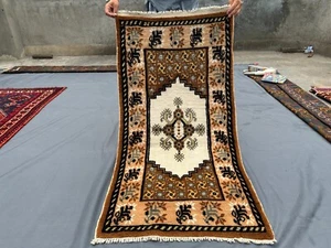 Turkish Hand Knotted Rug 2'3 x 4'3 ft – Wool Geometric Accent Small Area Carpet - Picture 1 of 10