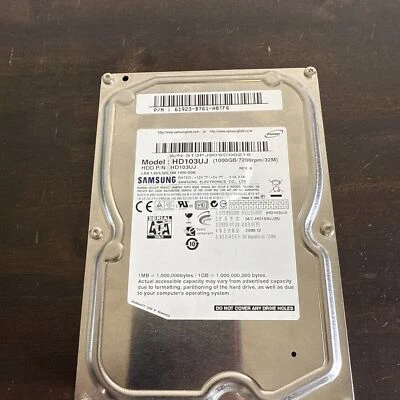 Samsung Spinpoint HD103UJ 1 TB 7200RPM 3.5" SATA Desktop Hard Drive 32mb Cache - Image 1 of 4