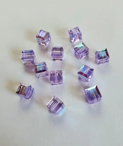 Swarovski Crystal 5601 6mm cube beads, Violet AB (6pcs) - Picture 1 of 2