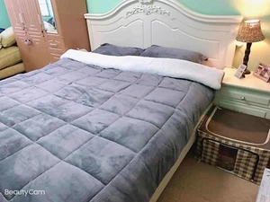 Charity Sourced 3-Layer Sherpa 3-Piece Queen Sz Comforter Set Support Poor Kid - Picture 1 of 2