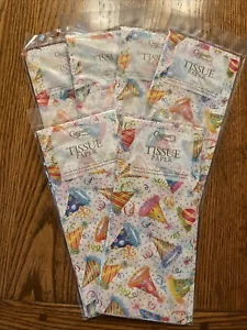 Caspari Tissue Paper, Birthday Lot of 6, hats off 4 sheets per pack, 24 in all - Picture 1 of 4