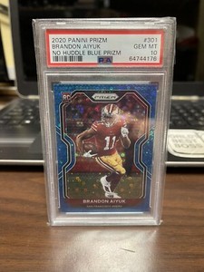 2020 Panini Prizm Brandon Aiyuk No Huddle Blue Prizm RC PSA 10