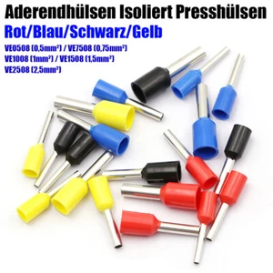 Aderendhülsen Isoliert 0,5/0,75/1/1,5/2,5 mm² Endhülsen Kabelhülsen Presshülsen - Picture 1 of 9